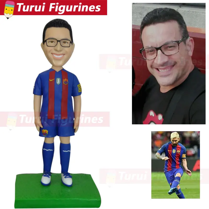 custom sculptures from photo custom made football soccer fans bobblehead dolls figurines personalized cake topper wedding soccer