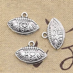 15pcs Charms I Love Football 21x15mm Antique Making Pendant fit,Vintage Tibetan Silver color,DIY Handmade Jewelry