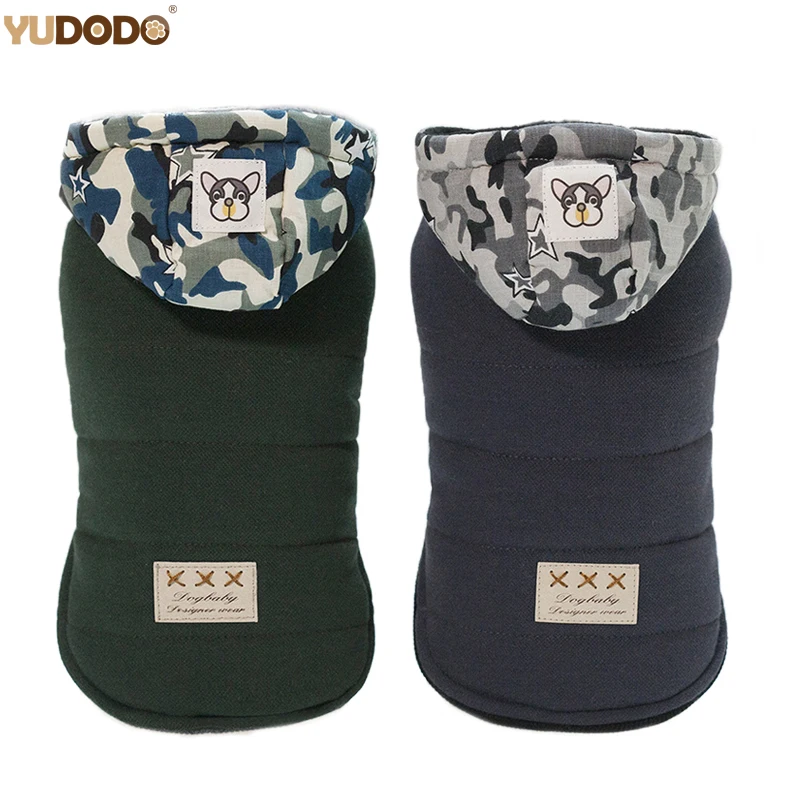 Winter Dog Clothes Camouflage Hooded Thicked Cotton Pet Clothing Two Feet Warm Soft Dogs Coat Jackets For Bulldog Chihuahua