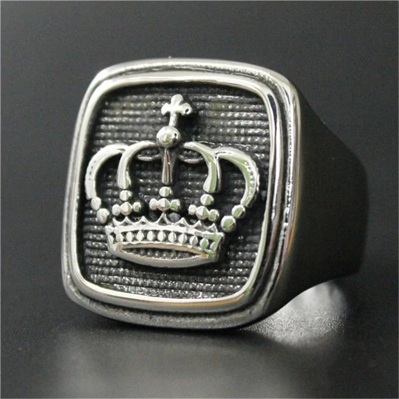 1pc Size 7-13 New Arrival Crown Ring 316L Stainless Steel Punk Jewelry Band Party Royal Crown Ring