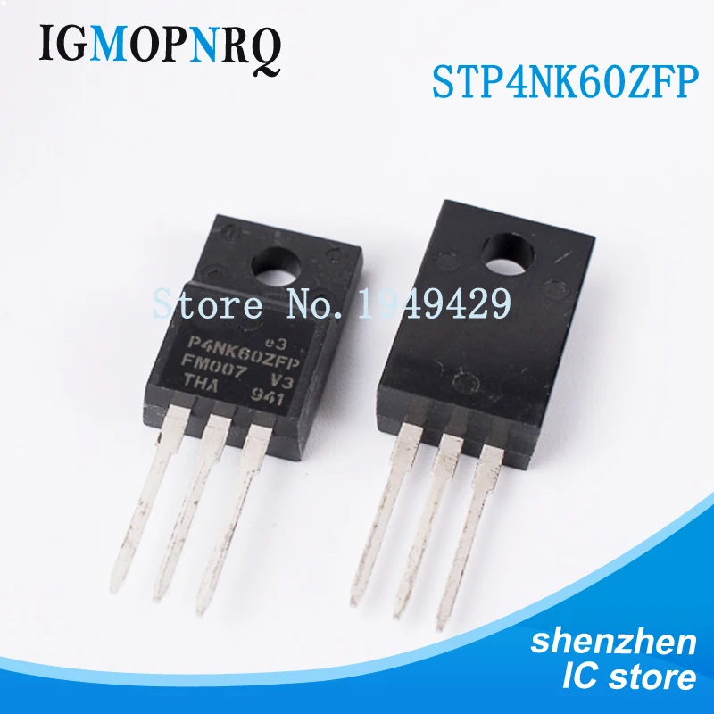 10PCS STP4NK60ZFP TO-220 P4NK60ZFP MOSFET PowerMESH Zener SuperMESH New