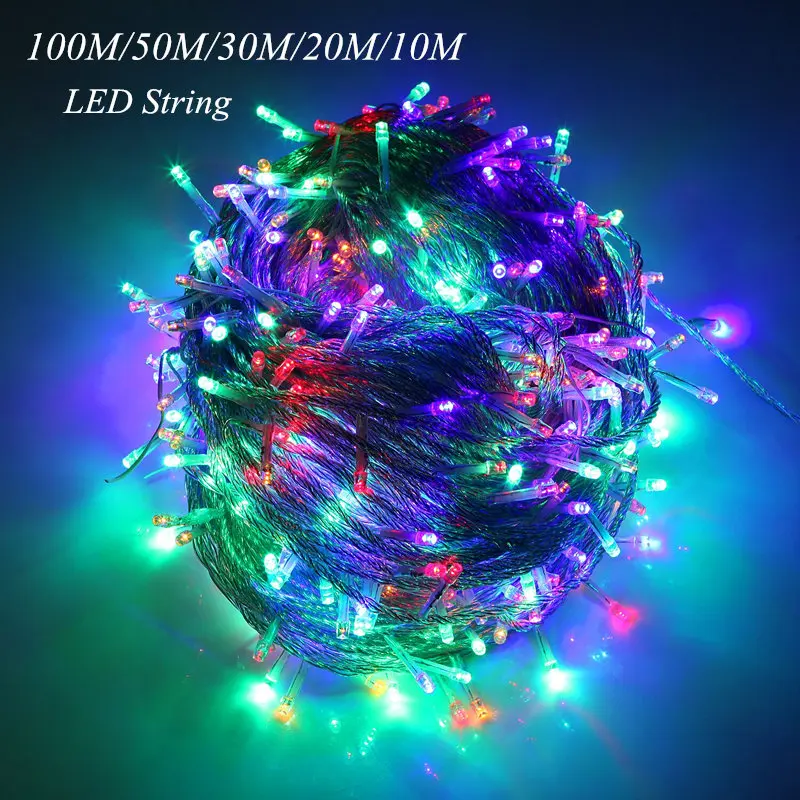 10M 20M 30M 50M 100M LED String Fairy Light Holiday Patio Christmas Wedding Decoration AC220V  Waterproof Outdoor Light Garland