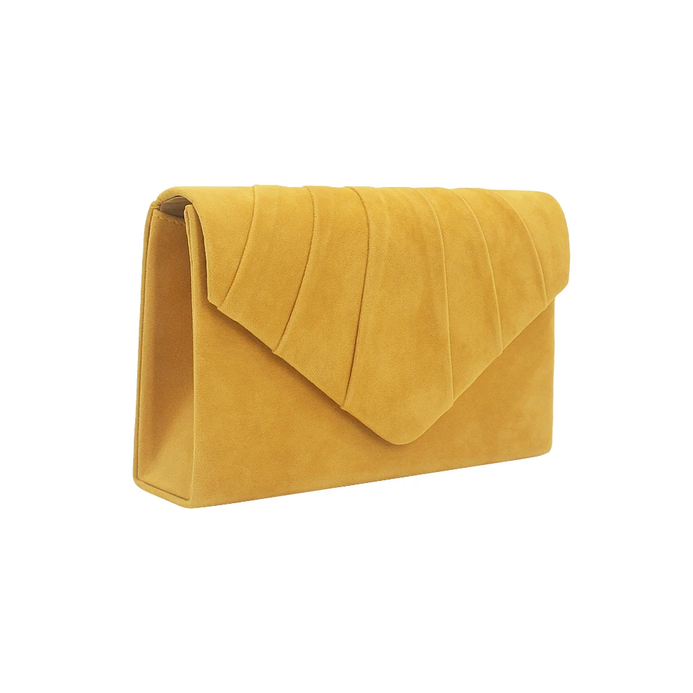 Elegant Graceful Envelope Evening Clutch Bag Woman Lady Girl Female Pleated Drape Velvet Velour Clutch Bag