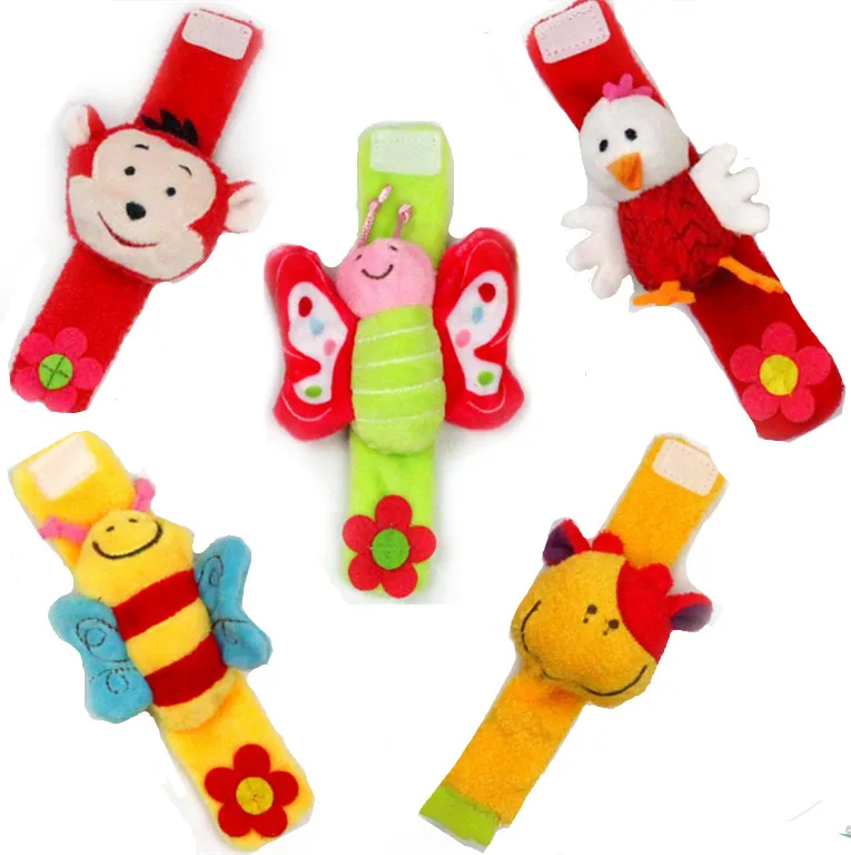 Infant Learning Toy Infant Newborn Baby Wrist Watchs Baby Toy Hand Wrist Strap Soft Animal Baby Rattles Christmas Gift I0044