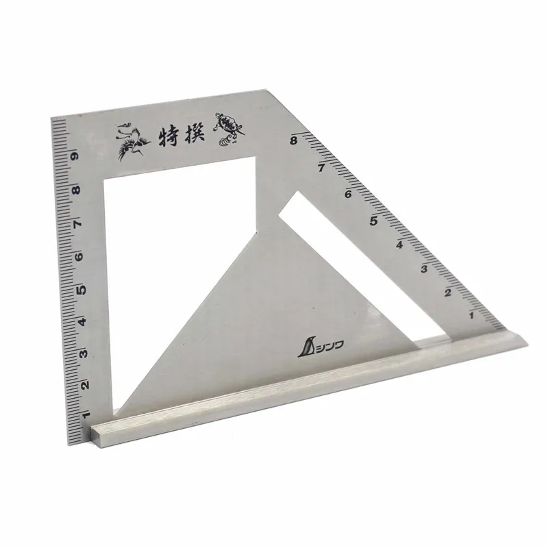 SHINWA Multi-Function Woodworking Square 45 degree 90 degree line angle Ruler Stop Type regulation Gauges