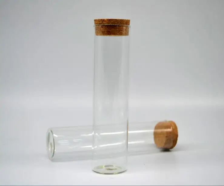 24pcs/lot 60ML 30x120mm big transparent wishing glass bottle jars with wooden cork vial pendant glass globes jars diy finding