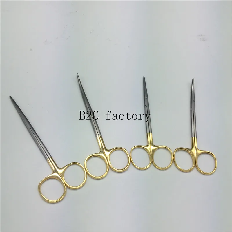 

Gold handle blunt scissors Cosmetic plastic surgery instrument double eyelid tool ophthalmic operating scissors 12.5/14