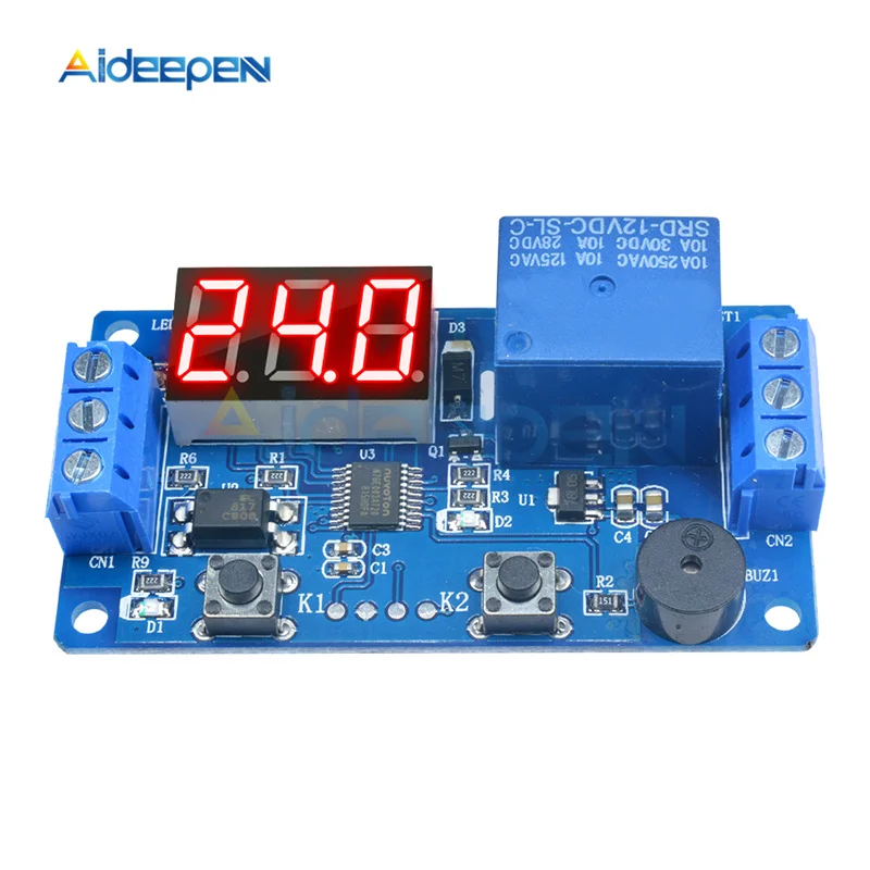 DC 12V LED Digital Time Delay Relay Buzzer Module Timer Relay Time Control Switch Trigger Timing Board Automation Car 2/3 Button