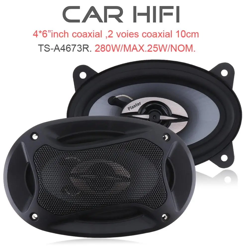 Altavoz Coaxial HiFi para puerta de coche, Subwoofer de frecuencia de rango completo, Audio estéreo, música, 4x6 pulgadas, 150/280W, 2 unidades