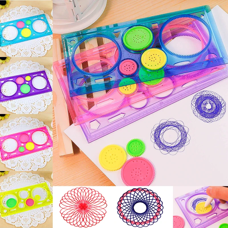 Painting Multi-function Interesting Puzzle Spirograph Children Drawing Plastic Ruler  Children Learning Art Tool Spirograph Geom