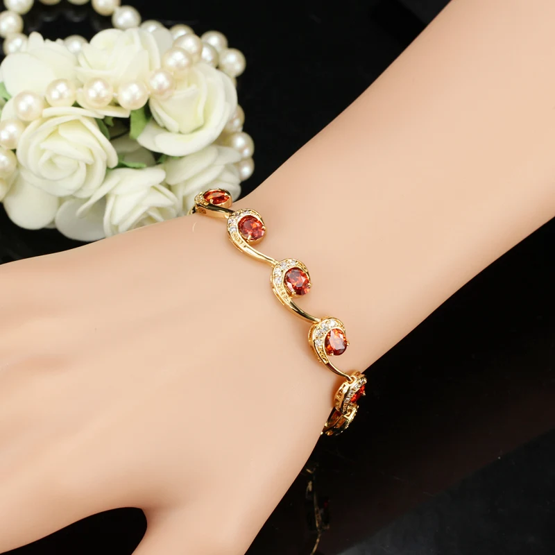 CWWZircons 7 Color Options Yellow Gold Color Black Purple Red Pink Blue CZ Crystal Women Bracelets with Zircon Stones CB160