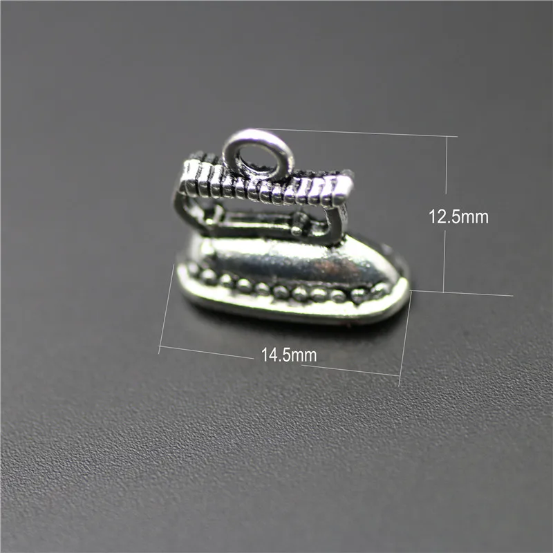 High Quality 10 Pieces/Lot 12mm*14mm Antique Silver Plated 3D Iron Charms Diy Making Charm Wholesale