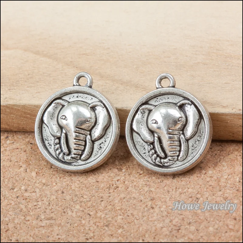 

30pcs vintage round Elephant charm Antique silver Pendant DIY European Style Jewelry Making B246