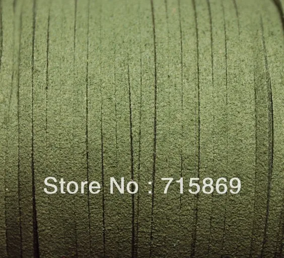 

Free Shipping 100Yards (92 Meters) 3 x 1.5mm Olive Green, Army Green Flat Faux Suede Leather Cord