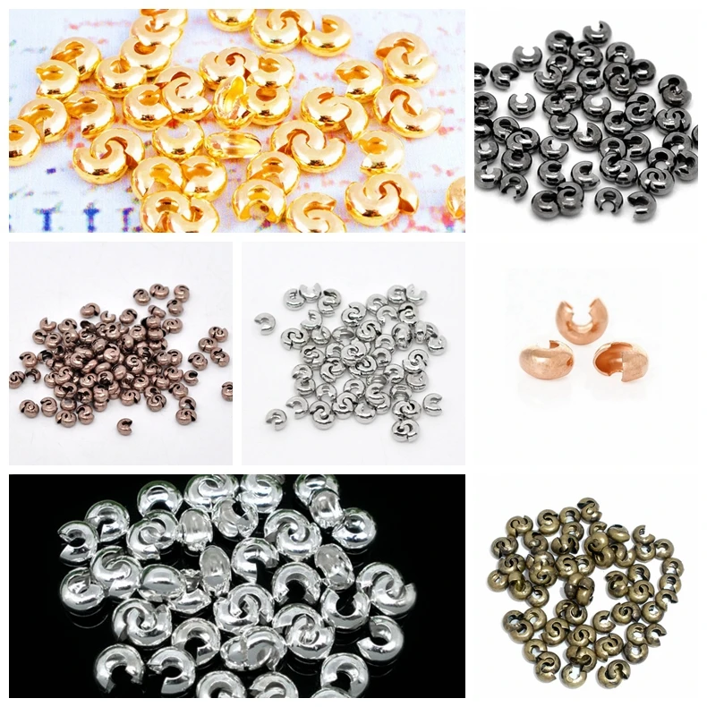 

( 300pcs=1Lot ! ) Free Shipping 4mm Crimp Beads Covers Findings For Jewelry Making DIY AC0022