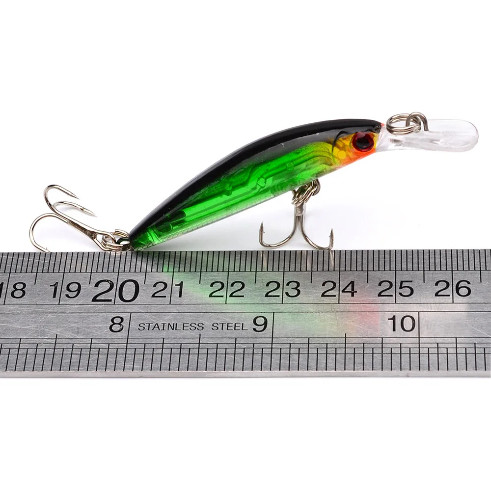 HiUmi 1PC Colorful Artificial Fishing Lures Hard Minnow Swim Bait Sinking LuresTreble Hooks Tackle 7cm 3.9g