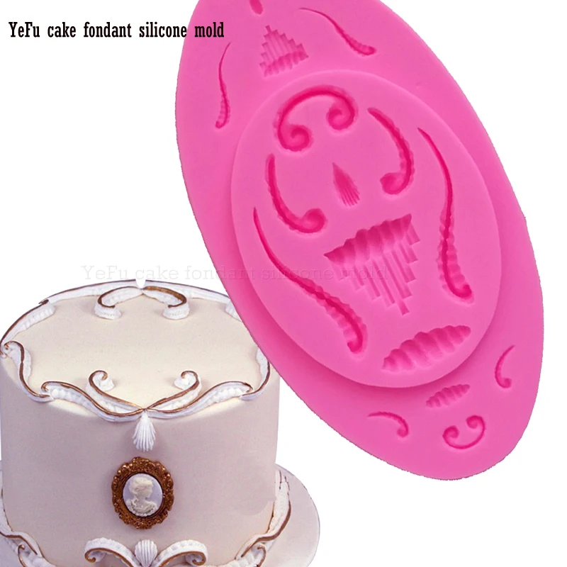 

Sugar decoration tool for cake turning edge lace border lace pattern silicone mold for cake decorating tools F0933