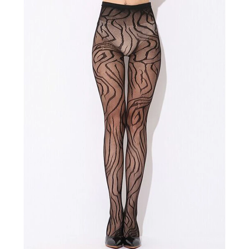 Women Over the Knee Tattoo Tights Natural Color Sexy Tinted Sheer High Stockings Pantyhose 010