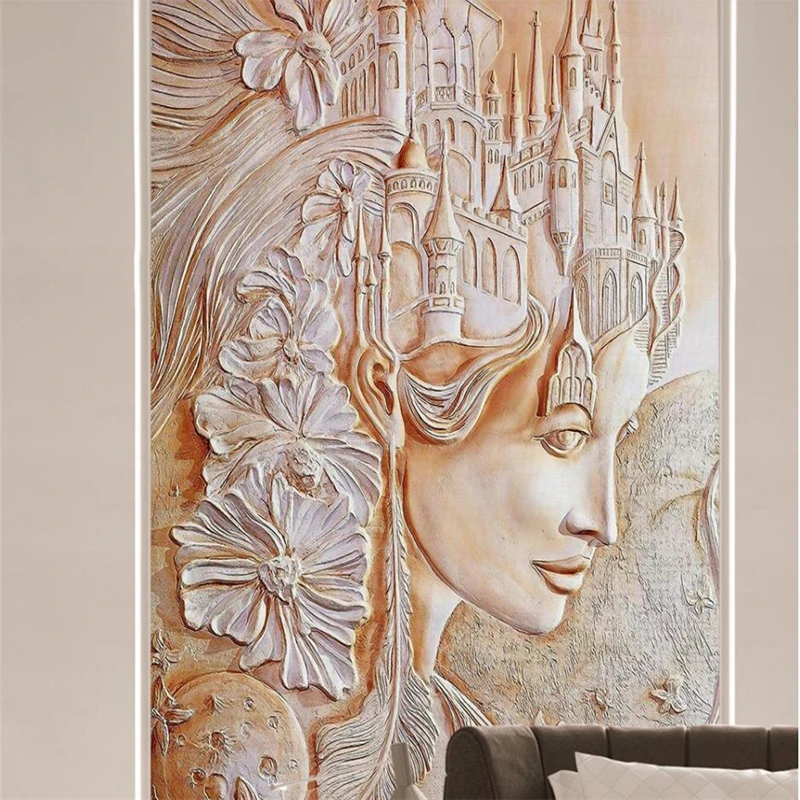 wellyu European creative 3D three-dimensional relief beautiful castle flower entrance custom large mural wallpaper