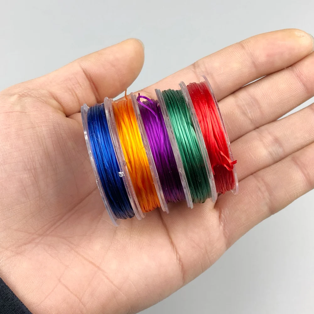 JHNBY kolorowe płaskie 0.8mm 10M kryształ elastyczne koraliki lina nici sznurek do naszyjnik DIY bransoletek komponenty do wyrobu biżuterii