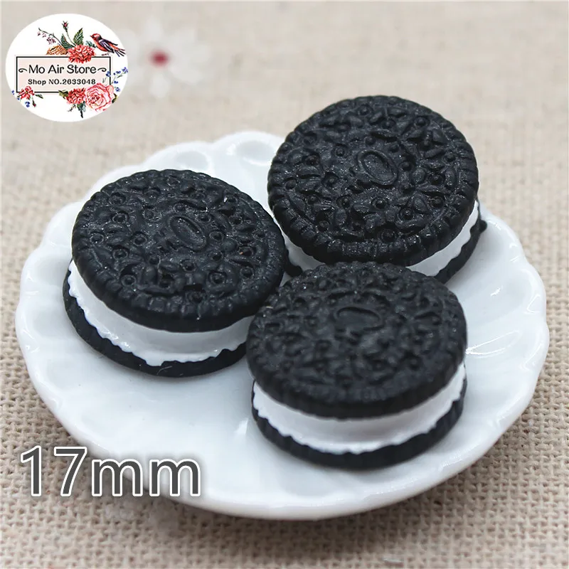 

10PCS 17mm Cute Oreo Resin Flatback Cabochon Miniature Food Art Supply Decoration Charm Craft DIY Accessories