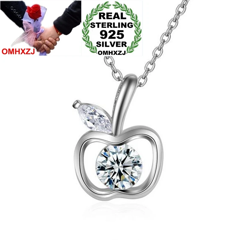 OMHXZJ Wholesale Fashion Apple Woman Child Gift Zircon Christmas Eve 925 Sterling Silver Pendant Charms PE132 NO Chain Necklace