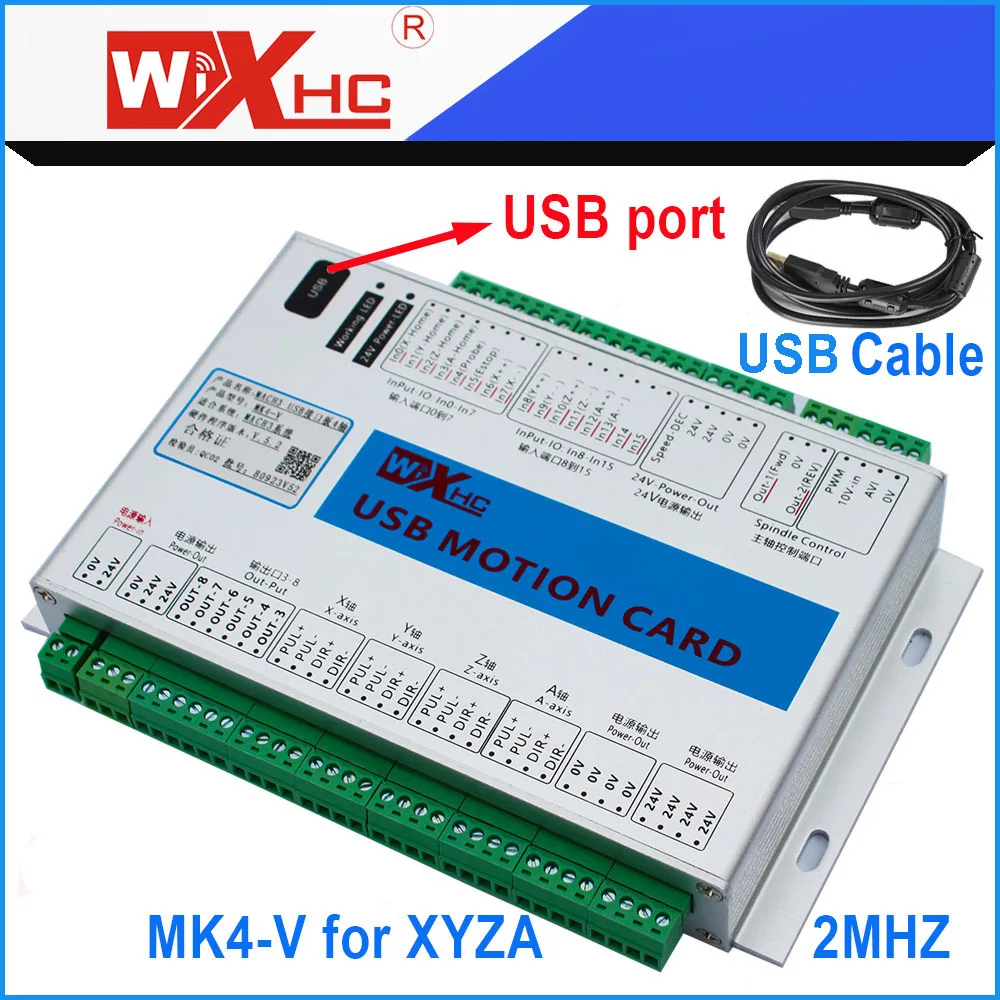 XHC 2000KHZ Motion controller card 4Axis USB cable CNC Breakout board Support  Stepper Motor Servo Motor for Mach3 CNC Mill