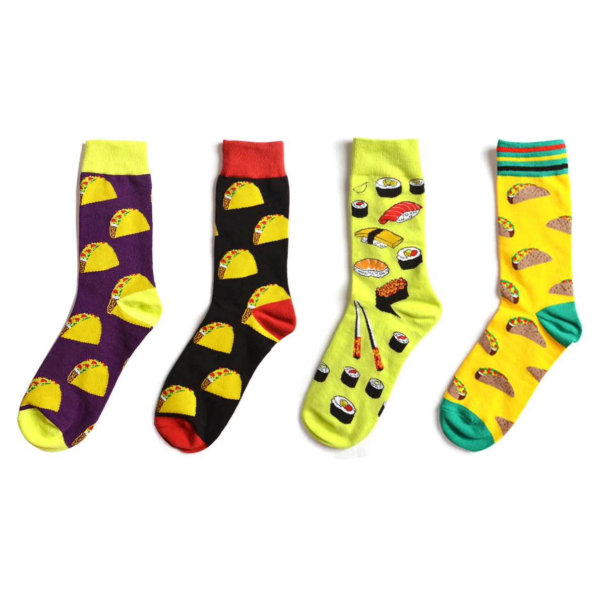 Colorful Cartoon Food Hamburger Sushi Mushroom Red Wine Happy Funny Socks Men Socks Autumn Winter Harajuku Hip Hop Street Style