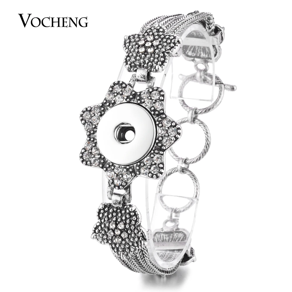 

10PCS/Lot Vocheng Ginger Snap Jewelry Button Charm Bracelet for 18mm 6 Styles Vintage with Crystal NN-579*10