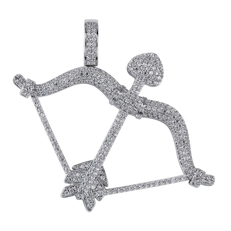 

Hip Hop AAA CZ Stones Bling Ice Out Cupid Arrow Pendants Necklace for Men Rapper Jewelry Drop Shipping