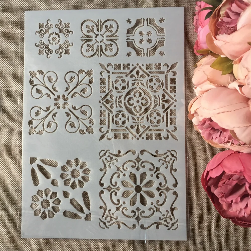 4Pcs/Set A4 Frame Half Circle DIY Layering Stencils Painting Scrapbook Coloring Embossing Album Decorative Template