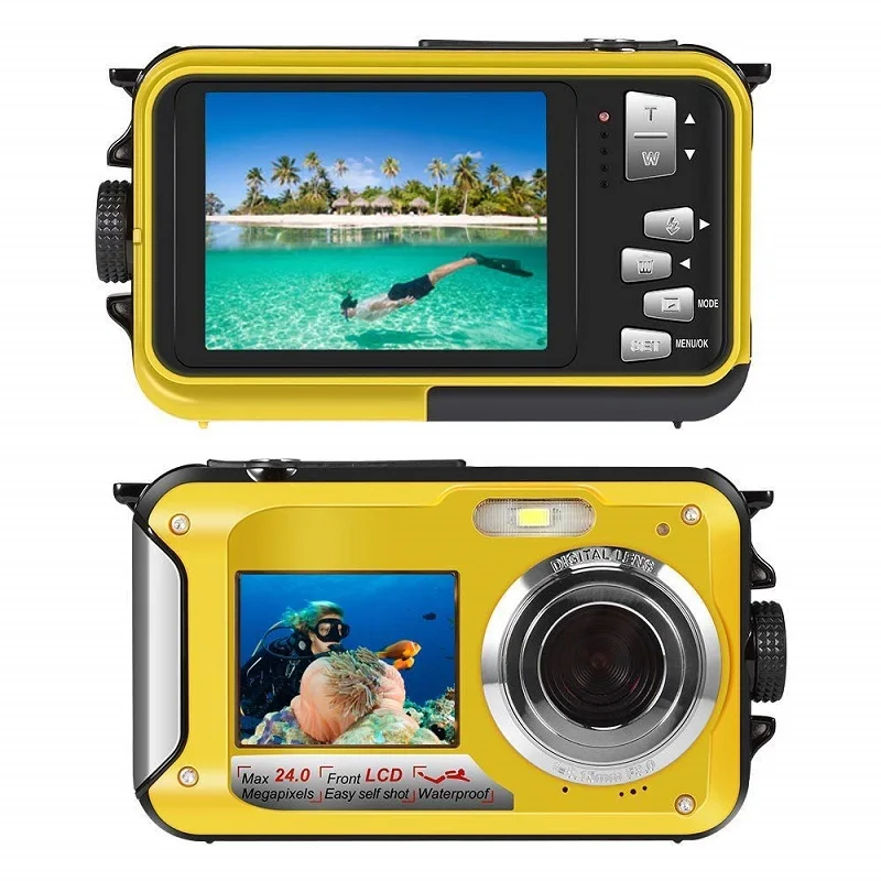 Waterproof Double Screen Camera TFT Digital HD 1080P Video Audio Camcorder 16x Zoom Underwater Action Sports Recorder Mini Cam