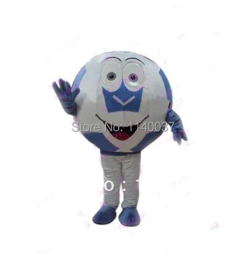 mascot Blue Soccer Football Mascot Costume soccer Ball Fancy Dress Cartoon Outfit Suit  Free Shipping