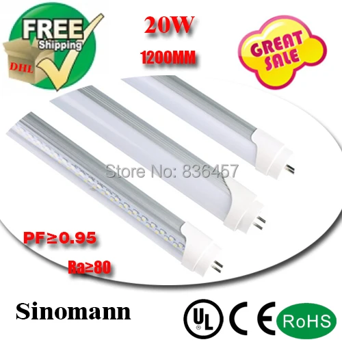 conduziu a luz do tubo 1200 milimetros 20w 22w 4ft 2835 smd 110v 220v 50 pecas lote t8 01