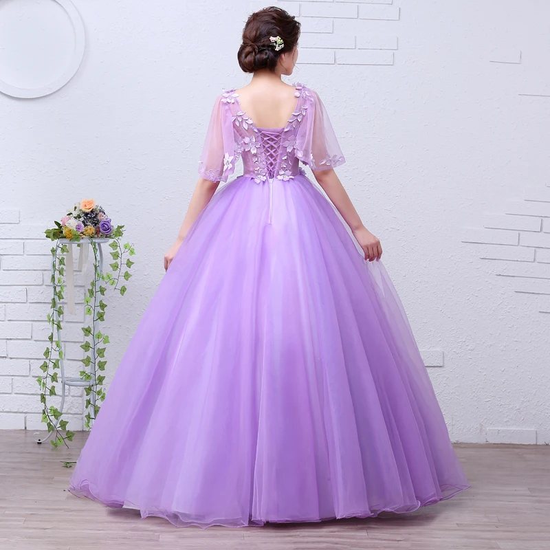 Velnosa Purple Princess Organza New Summer Girls Wedding Dress 2023 Half Sleeve Bridal Sexy Lace Up Gown Vestidos De Novia