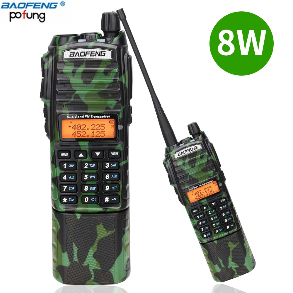 

Baofeng UV-82 camo Walkie Talkie 8Watt powerful UHF VHF Dual Band 3800mAh 10KM Long Range UV 82 for hunting hiking Two Way Radio