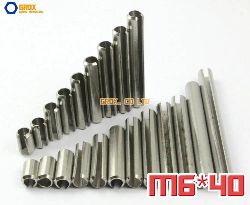 

25 Pieces M6 x 40mm 304 Stainless Steel Slotted Spring Tension Pin Sellock Roll Pin