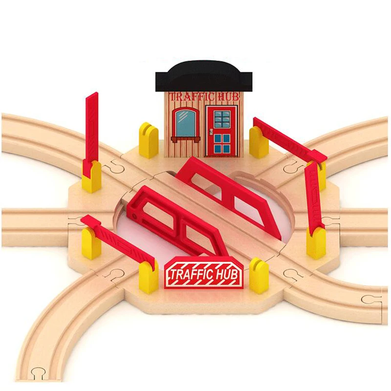 Train Track Accessories Multifunctional Wooden The Disc Track Compatible Wooden Educational, Boy toys gift