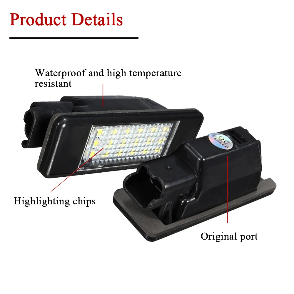 2PCS Car LED License Plate Lights 12V For Peugeot 307 308 407 207 3008 508 For Citroen C4 C5 C3 accessories - view 3