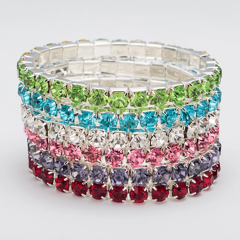 YFJEWE 1 PCS Full Paved Muticolor Rhinestones Bracelet For Women Miami Pulseiras Boho Jewelry Friendship Bangle B037