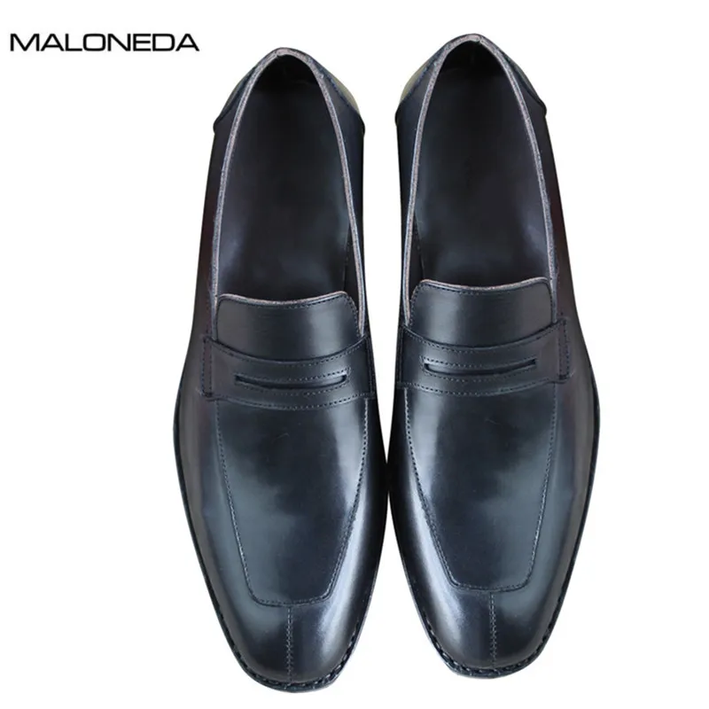 MALONEDA Bespoke Goodyear Handmade Genuine Leather Slip On Loafers Men Dress Shoes for Business Wedding Party