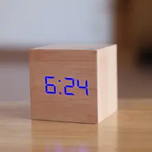 Wooden Digital LED Alarm Clock with Voice Control #4