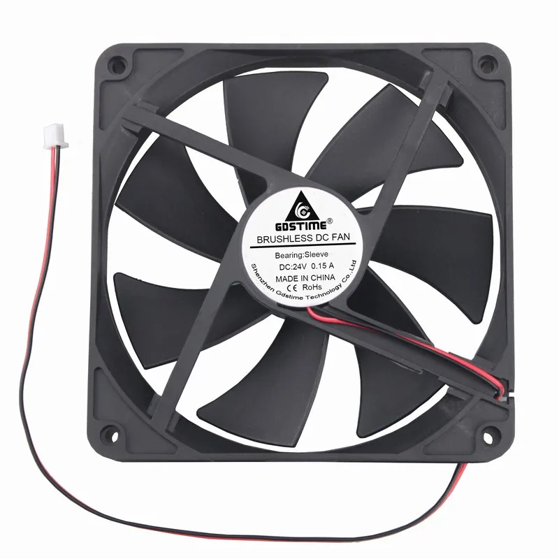 2Pieces LOT Gdstime DC 24V 2Pin 14025 140x140x25mm 140mm 14cm Radiator Brushless Cooler Cooling Fan