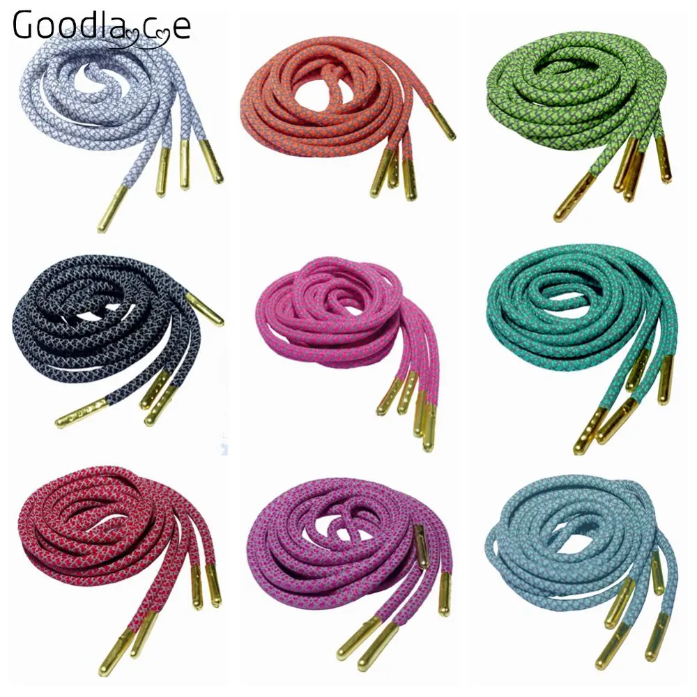 Round Shoelaces 3M Reflective Shoestrings High Quality Safety Shoe Laces Golden Metallic Head 120cm/47Inch