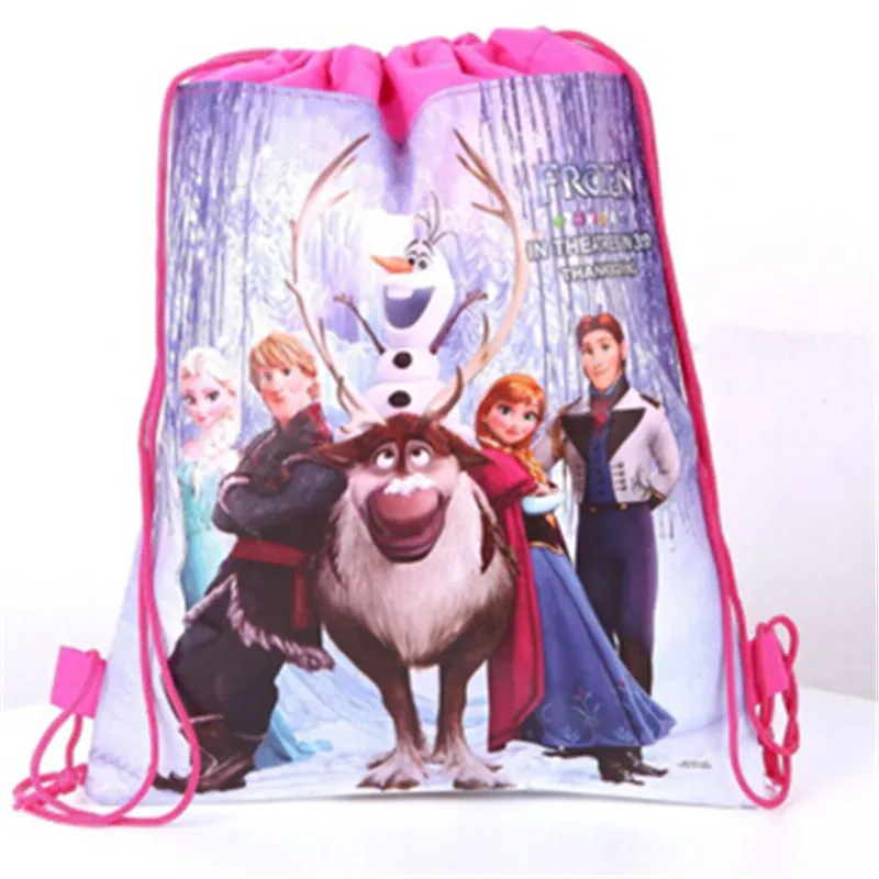 5/10/20/30PCS Disney Frozen Elsa Anna Birthday Party Gifts Non-woven 27*34cm Drawstring Good Bags Kds Favor School Backpacks