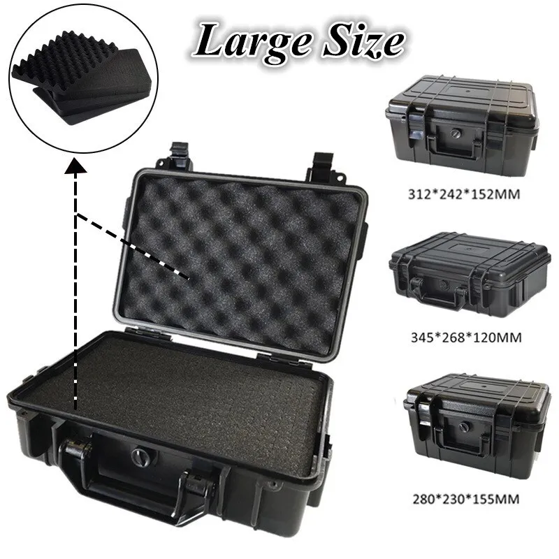 

Waterproof ABS Hard Case Impact Resistant Shockproof Sealed Tool Box with Foam Airtight Suitcase Dry Boxes for Camera Kayaking