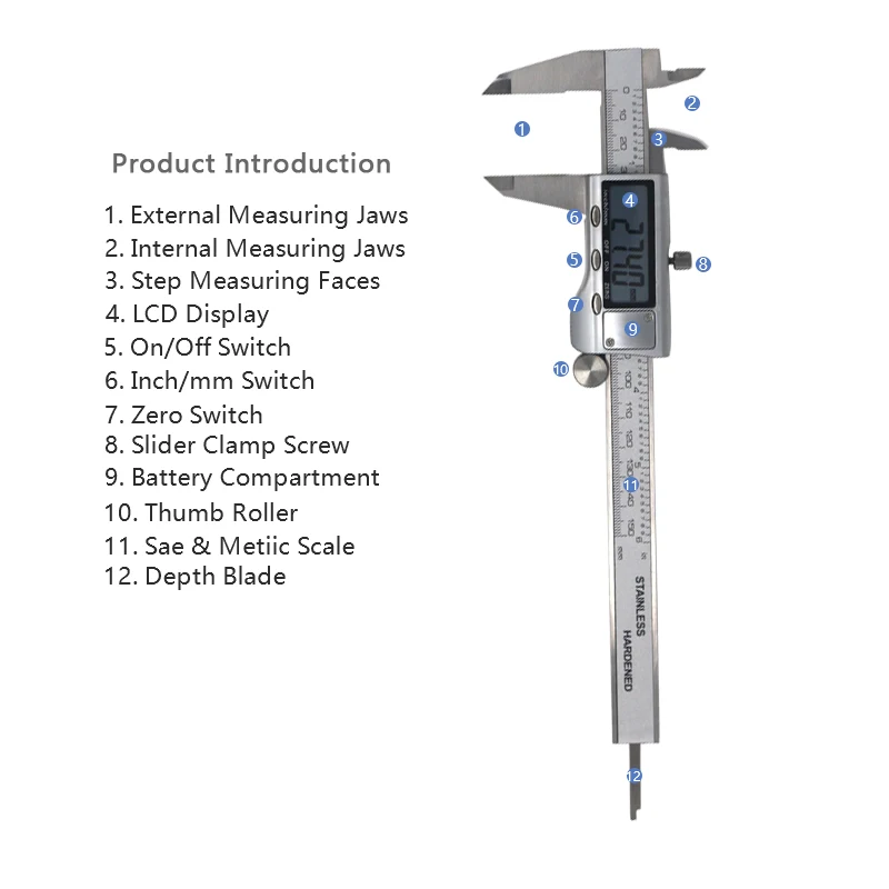 Digital Vernier Caliper Calibro Micrometro 150 millimetri 200 millimetri LCD Elettronico In Acciaio Inox 0.01 millimetri Righello di Misura Guage + Box
