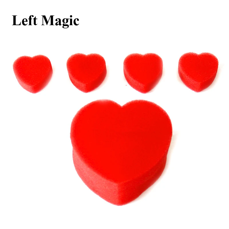 5pcs/lot Multiplying Sponge Hearts - Valentine\'s or Wedding Close-Up Magic Trick magic accessories child toys E3134