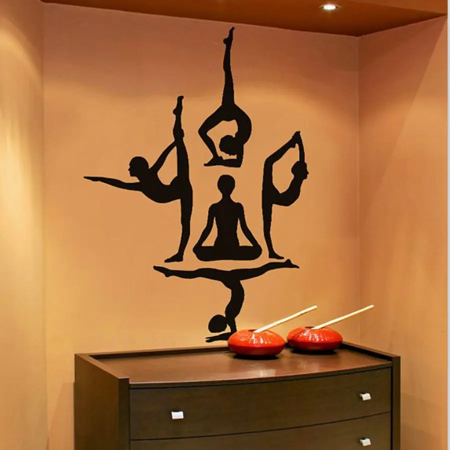 Naklejki ścienne do jogi , Yoga Poses OM AUM WALL VINYL STICKER DECALS ART MURAL ,Yoga dekoracja ścienna artystyczna dekoracja ,s1000