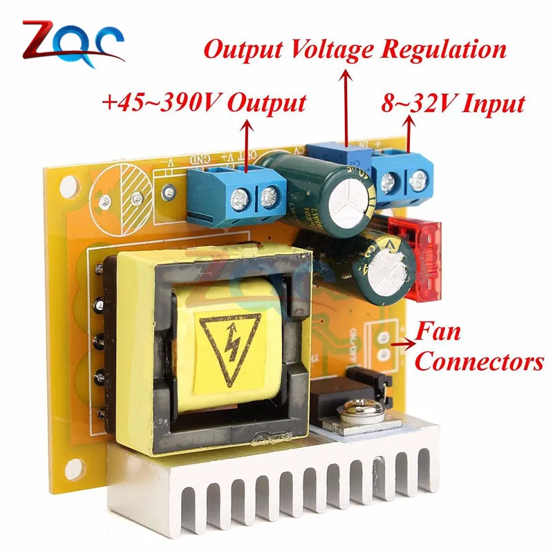 DC-DC 8~32V to 45~390V High Voltage Boost Converter ZVS Step Up Booster Module